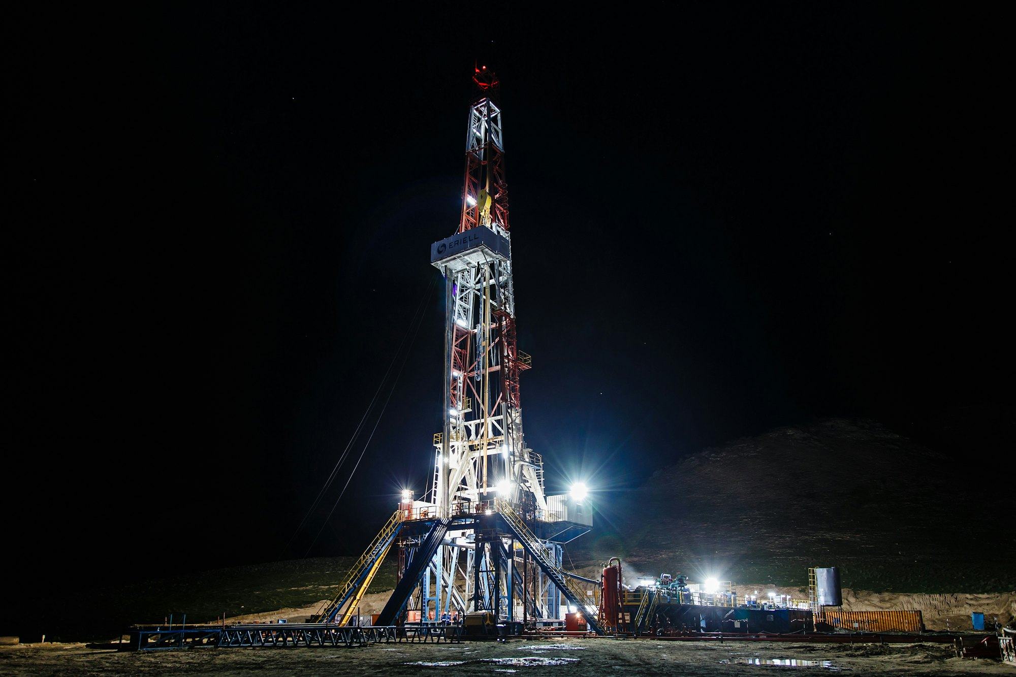 Drilling rig at night